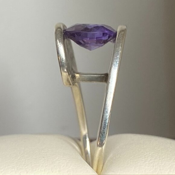 Rare Blue Purple Topaz Sterling Silver Modernist Ring Sz. 8.75 - 7.4 gm 3 Carats - Picture 6 of 16